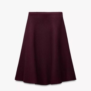 ZARA BASIC KNIT MIDI SKIRT M  | WINE  REF: 3471/009